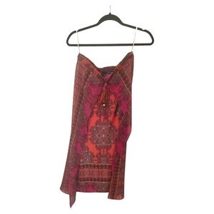 Analili Orange & Pink Strapless Printed Slip Dress